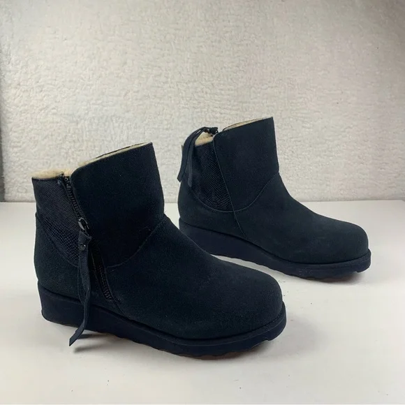 Bearpaw megan suede sheepskin bootie with neverwet sale
